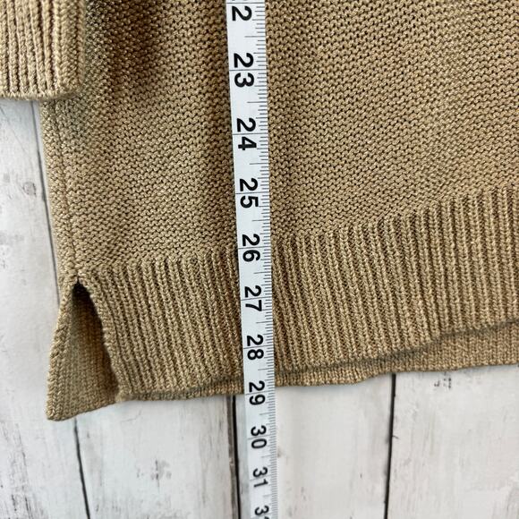 NWT Talbots Beige Metallic Knit Scoop Neck 3/4 Sleeve Tunic Sweater Size 1XP - Picture 10 of 13